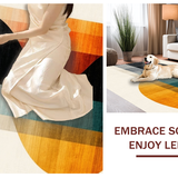 Ultra Soft Area Rug, Non Slip, Stain Resistant, Washable Area Rugs for Living Room, Bedroom, Artistic Abstract Circular Motif(Orange)