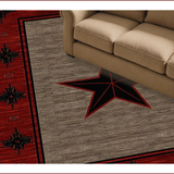 Ultra Soft Area Rug, Non Slip, Stain Resistant, Washable Area Rugs for Living Room, Bedroom, Rustic Earthy Star Pattern(Red)