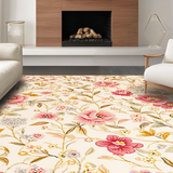 Ultra Soft Area Rug, Non Slip, Stain Resistant, Washable Area Rugs for Living Room, Bedroom, Elegant Soft Floral Elegance(Beige)