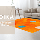 Ultra Soft Area Rug, Non Slip, Stain Resistant, Washable Area Rugs for Living Room, Bedroom, Playful Circular Educational Aesthetic(Orange)