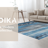 Ultra Soft Area Rug, Non Slip, Stain Resistant, Washable Area Rugs for Living Room, Bedroom, Vibrant Low Pile Geometric Aesthetic(Blue)
