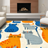 Ultra Soft Area Rug, Non Slip, Stain Resistant, Washable Area Rugs for Living Room, Bedroom, Adorable Animal Friends Design(Blue)