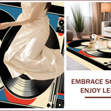 Ultra Soft Area Rug, Non Slip, Stain Resistant, Washable Area Rugs for Living Room, Bedroom, vinyl record half round(Black)