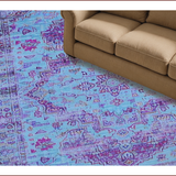Ultra Soft Area Rug, Non Slip, Stain Resistant, Washable Area Rugs for Living Room, Bedroom, Rustic Violet Geometric Fusion(Blue)