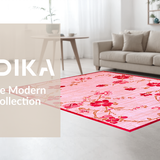 Ultra Soft Area Rug, Non Slip, Stain Resistant, Washable Area Rugs for Living Room, Bedroom, Radiant Cheerful Flower Pattern(Pink)