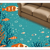 Ultra Soft Area Rug, Non Slip, Stain Resistant, Washable Area Rugs for Living Room, Bedroom, Vibrant Sea Life Motif(Blue)