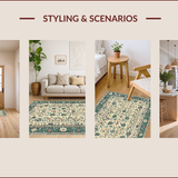 Ultra Soft Area Rug, Non Slip, Stain Resistant, Washable Area Rugs for Living Room, Bedroom, Rustic Vintage Distressed Visuals(Ivory)