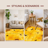 Ultra Soft Area Rug, Non Slip, Stain Resistant, Washable Area Rugs for Living Room, Bedroom, Charming Vintage Flower Arrangement(Yellow)