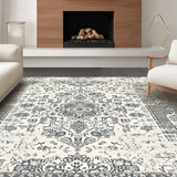 Ultra Soft Area Rug, Non Slip, Stain Resistant, Washable Area Rugs for Living Room, Bedroom, Rustic Taupe Damask Harmony(Beige)