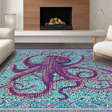 Ultra Soft Area Rug, Non Slip, Stain Resistant, Washable Area Rugs for Living Room, Bedroom, Undersea Creature Carpet:  Intricate Tentacle Art(Purple)