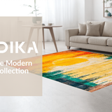 Ultra Soft Area Rug, Non Slip, Stain Resistant, Washable Area Rugs for Living Room, Bedroom, Elegant Earthy Tones Design(Orange)