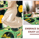 Ultra Soft Area Rug, Non Slip, Stain Resistant, Washable Area Rugs for Living Room, Bedroom, Retro Vinyl Record Entryway Non-Slip Doormat(Black)