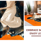 Ultra Soft Area Rug, Non Slip, Stain Resistant, Washable Area Rugs for Living Room, Bedroom, Rustic Earthy Wolf Motif(Orange)