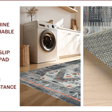 Ultra Soft Area Rug, Non Slip, Stain Resistant, Washable Area Rugs for Living Room, Bedroom, Rustic Ethnic Distressed Motif(Gray)