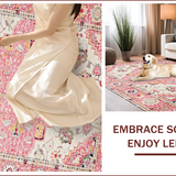 Ultra Soft Area Rug, Non Slip, Stain Resistant, Washable Area Rugs for Living Room, Bedroom, Elegant Blush Garden Pattern(Pink)