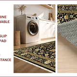 Ultra Soft Area Rug, Non Slip, Stain Resistant, Washable Area Rugs for Living Room, Bedroom, Chic Rustic Floral Medley(Black)