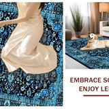 Ultra Soft Area Rug, Non Slip, Stain Resistant, Washable Area Rugs for Living Room, Bedroom, Elegant Black Blue Tiled Arrangement(Blue)