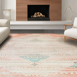 Ultra Soft Area Rug, Non Slip, Stain Resistant, Washable Area Rugs for Living Room, Bedroom, Elegant Pastel Lattice Pattern(Pink)