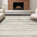 Ultra Soft Area Rug, Non Slip, Stain Resistant, Washable Area Rugs for Living Room, Bedroom, Contemporary Black & White Band Pattern Rug with Precision Striped Motifs(Black)