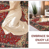 Ultra Soft Area Rug, Non Slip, Stain Resistant, Washable Area Rugs for Living Room, Bedroom, Elegant Distressed Floral Design(Red)