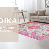 Ultra Soft Area Rug, Non Slip, Stain Resistant, Washable Area Rugs for Living Room, Bedroom, Stylish Minimalist Ogee Pattern(Pink)