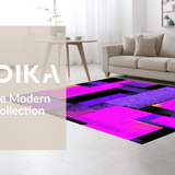 Ultra Soft Area Rug, Non Slip, Stain Resistant, Washable Area Rugs for Living Room, Bedroom, Modern Playful Geometric Motif(Purple)