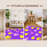 Ultra Soft Area Rug, Non Slip, Stain Resistant, Washable Area Rugs for Living Room, Bedroom, Delightful Soft Paw Print Composition(Purple)