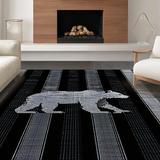 Ultra Soft Area Rug, Non Slip, Stain Resistant, Washable Area Rugs for Living Room, Bedroom, Luxurious Black Animal Motif(Black)