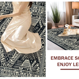 Ultra Soft Area Rug, Non Slip, Stain Resistant, Washable Area Rugs for Living Room, Bedroom, Chic Distressed Floral Composition(Black)