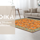 Ultra Soft Area Rug, Non Slip, Stain Resistant, Washable Area Rugs for Living Room, Bedroom, Vibrant Multi-Color Floral Elegance(Orange)