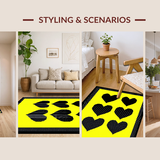 Ultra Soft Area Rug, Non Slip, Stain Resistant, Washable Area Rugs for Living Room, Bedroom, Trendy Minimalist Heart Design(Yellow)