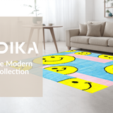 Ultra Soft Area Rug, Non Slip, Stain Resistant, Washable Area Rugs for Living Room, Bedroom, Colorful Happy Expressions Pattern(Yellow)