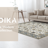 Ultra Soft Area Rug, Non Slip, Stain Resistant, Washable Area Rugs for Living Room, Bedroom, Minimalist Muted Trellis Concept(White)