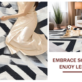 Ultra Soft Area Rug, Non Slip, Stain Resistant, Washable Area Rugs for Living Room, Bedroom, Chic Striped Rug for Front Door and Patio(Black)