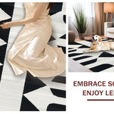 Ultra Soft Area Rug, Non Slip, Stain Resistant, Washable Area Rugs for Living Room, Bedroom, Black White Stripe Outdoor Rug(Black)