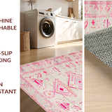 Ultra Soft Area Rug, Non Slip, Stain Resistant, Washable Area Rugs for Living Room, Bedroom, Chic Minimalist Floral Design(Pink)