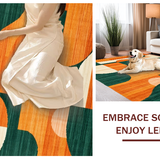 Ultra Soft Area Rug, Non Slip, Stain Resistant, Washable Area Rugs for Living Room, Bedroom, Playful Contemporary Geometric Fusion(Orange)
