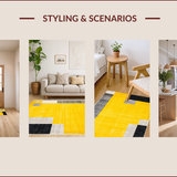 Ultra Soft Area Rug, Non Slip, Stain Resistant, Washable Area Rugs for Living Room, Bedroom, Vibrant Geometric Box Motif(Yellow)