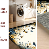 Ultra Soft Area Rug, Non Slip, Stain Resistant, Washable Area Rugs for Living Room, Bedroom, Contemporary Insect Illustrative Design(Gold)