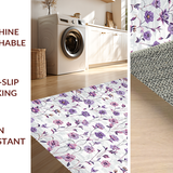 Ultra Soft Area Rug, Non Slip, Stain Resistant, Washable Area Rugs for Living Room, Bedroom, Chic Purple Blossom Aesthetic(Gray)