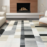 Ultra Soft Area Rug, Non Slip, Stain Resistant, Washable Area Rugs for Living Room, Bedroom, Monochrome Linear Wave Runner Rug with Bold Stripes and Minimalist Contrast(Gray)
