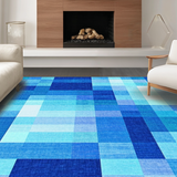 Ultra Soft Area Rug, Non Slip, Stain Resistant, Washable Area Rugs for Living Room, Bedroom, Lively Multicolored Design Motif(Blue)