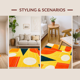 Ultra Soft Area Rug, Non Slip, Stain Resistant, Washable Area Rugs for Living Room, Bedroom, Mid Century Modern Colorful Arrangement(Yellow)