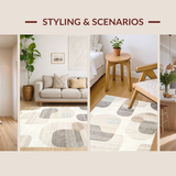 Ultra Soft Area Rug, Non Slip, Stain Resistant, Washable Area Rugs for Living Room, Bedroom, Chic Soft Neutral Fuzzy Motif(Beige)