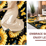 Ultra Soft Area Rug, Non Slip, Stain Resistant, Washable Area Rugs for Living Room, Bedroom, Contemporary Rustic Floral Fusion(Yellow)