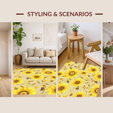 Ultra Soft Area Rug, Non Slip, Stain Resistant, Washable Area Rugs for Living Room, Bedroom, Rustic Yellow Floral Ensemble(Yellow)
