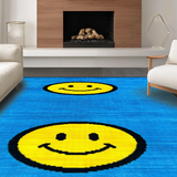 Ultra Soft Area Rug, Non Slip, Stain Resistant, Washable Area Rugs for Living Room, Bedroom, Quirky Blue Nostalgic Style(Blue)