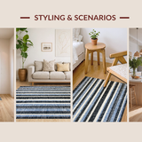 Ultra Soft Area Rug, Non Slip, Stain Resistant, Washable Area Rugs for Living Room, Bedroom, Black and White Striped Festive Decor(Blue)