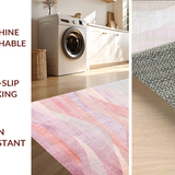 Ultra Soft Area Rug, Non Slip, Stain Resistant, Washable Area Rugs for Living Room, Bedroom, Coquette Bow Accent Rug with Graceful Contour Lines and Art Deco Detailing(Pink)