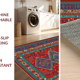 Ultra Soft Area Rug, Non Slip, Stain Resistant, Washable Area Rugs for Living Room, Bedroom, Contemporary Striped Visual Harmony(Red)